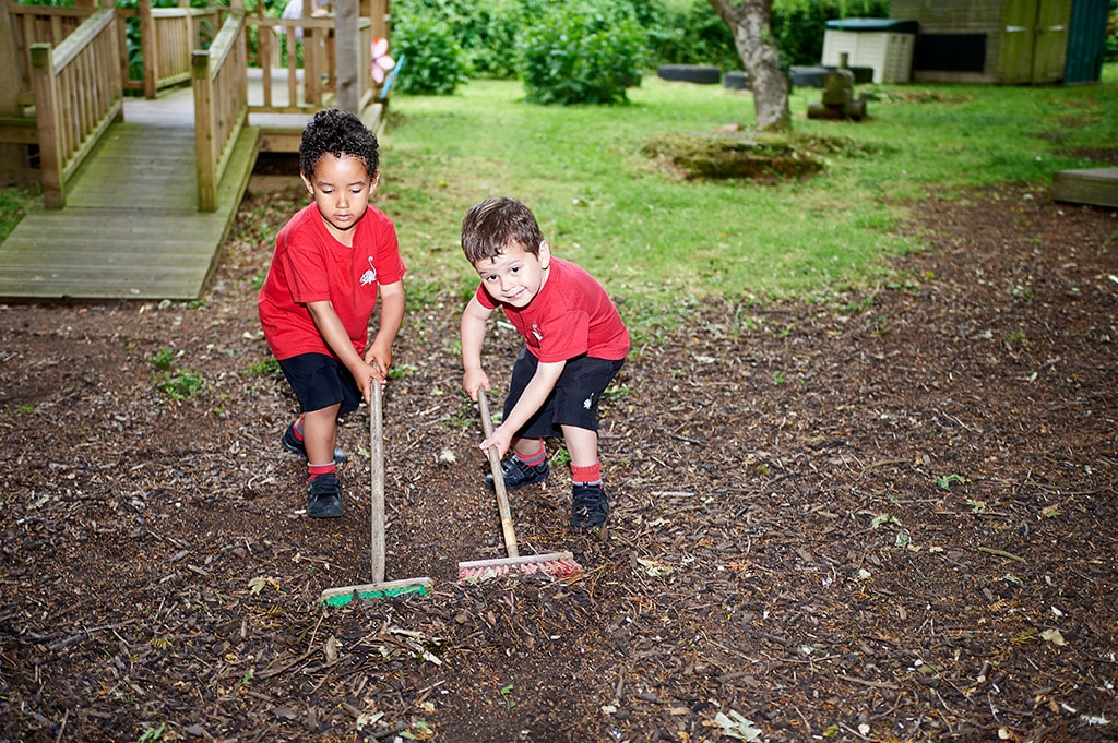 children-sweeping-walton-pre-prep-milton-keynes